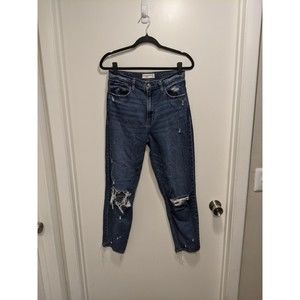 Abercrombie & Fitch The Mom High Rise Jean Medium Wash Sz 28 6L Long Tall Ripped